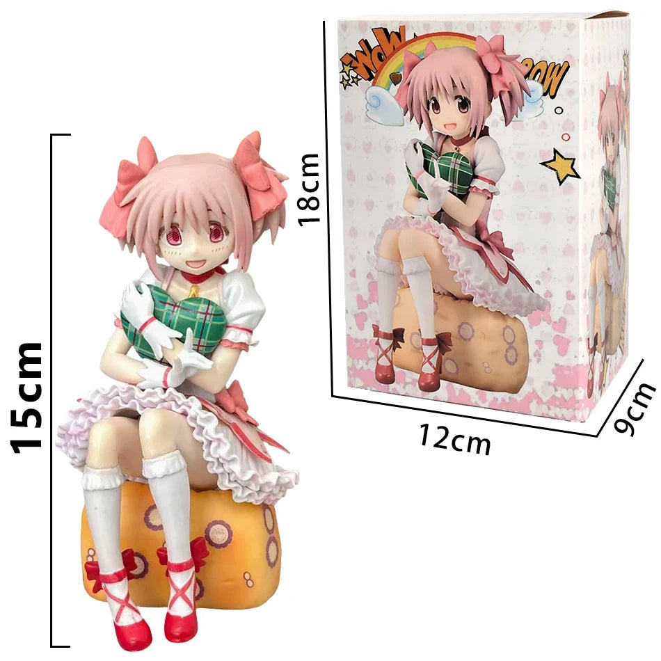 15CM Aniem Figure Puella Magi Madoka Magica Sitting Posture Madoka Action Figure Magic Girl Model Decor Statue Dolls Toys Gift