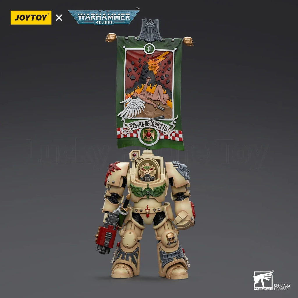 【Original】JOYTOY WARHAMMER 40K Dark Angels Deathwing Ancient with Company Banner 1/18 Action Figure Model Toy