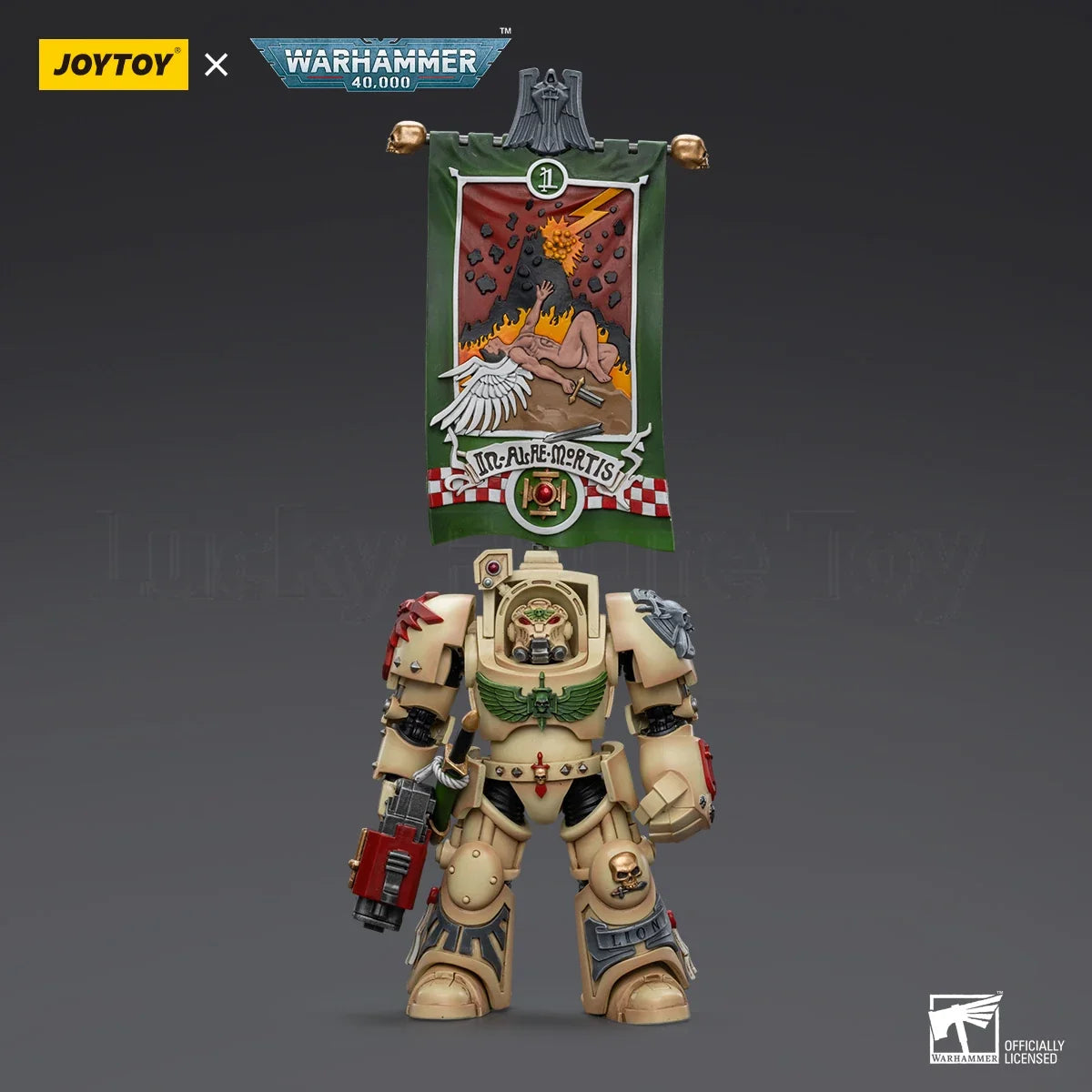 【Original】JOYTOY WARHAMMER 40K Dark Angels Deathwing Ancient with Company Banner 1/18 Action Figure Model Toy