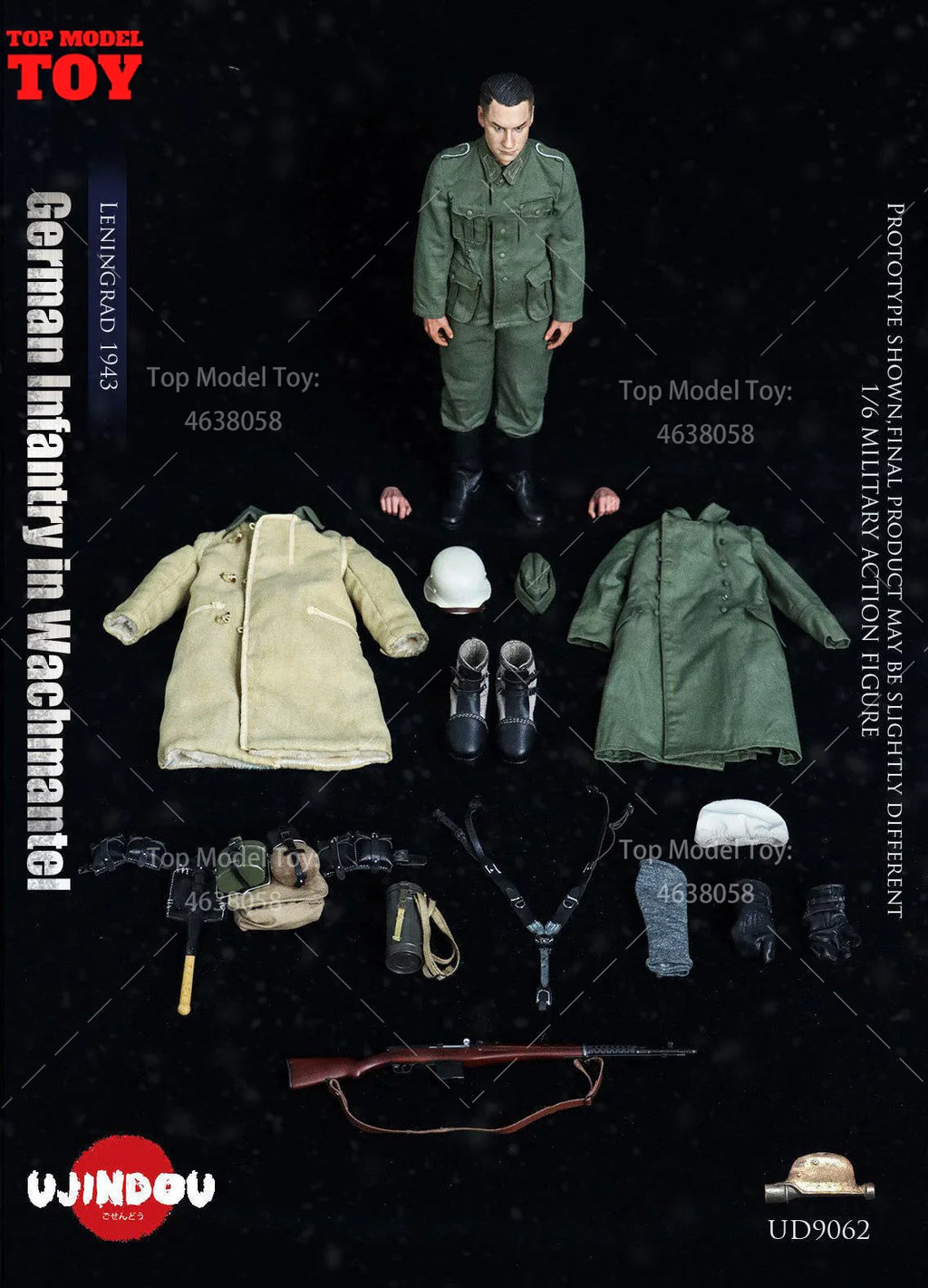 2026 Q2 UJINDOU UD9062 1/6 WWII Deutscher Wachsoldat Komplettset Actionfigur Modell 12'' Männlicher Soldat für Sammlerstück