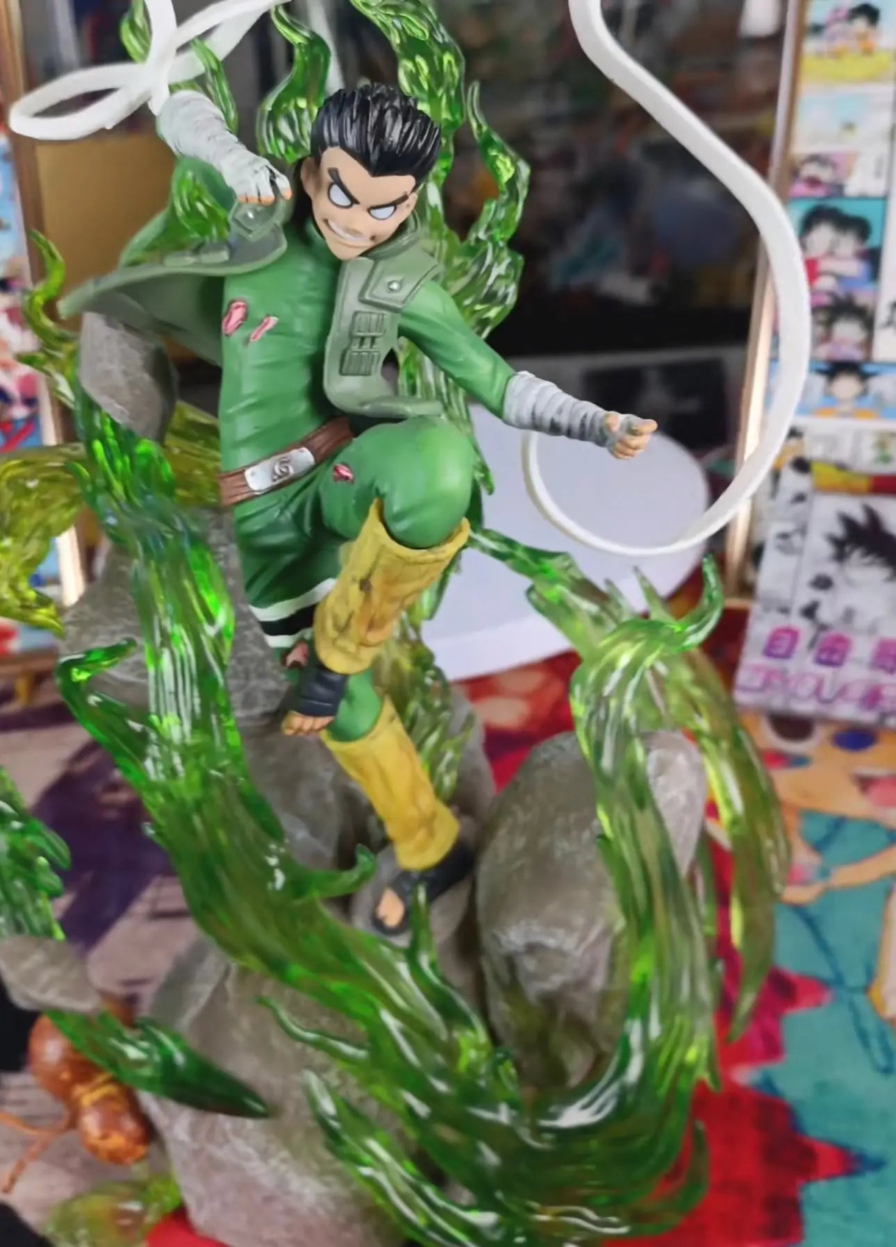 32cm New NARUTO Anime Figure Rock Lee Perimeter PVC Model Scene Statue Desktop Decoration Ornaments Kids Christmas Gifts Toys