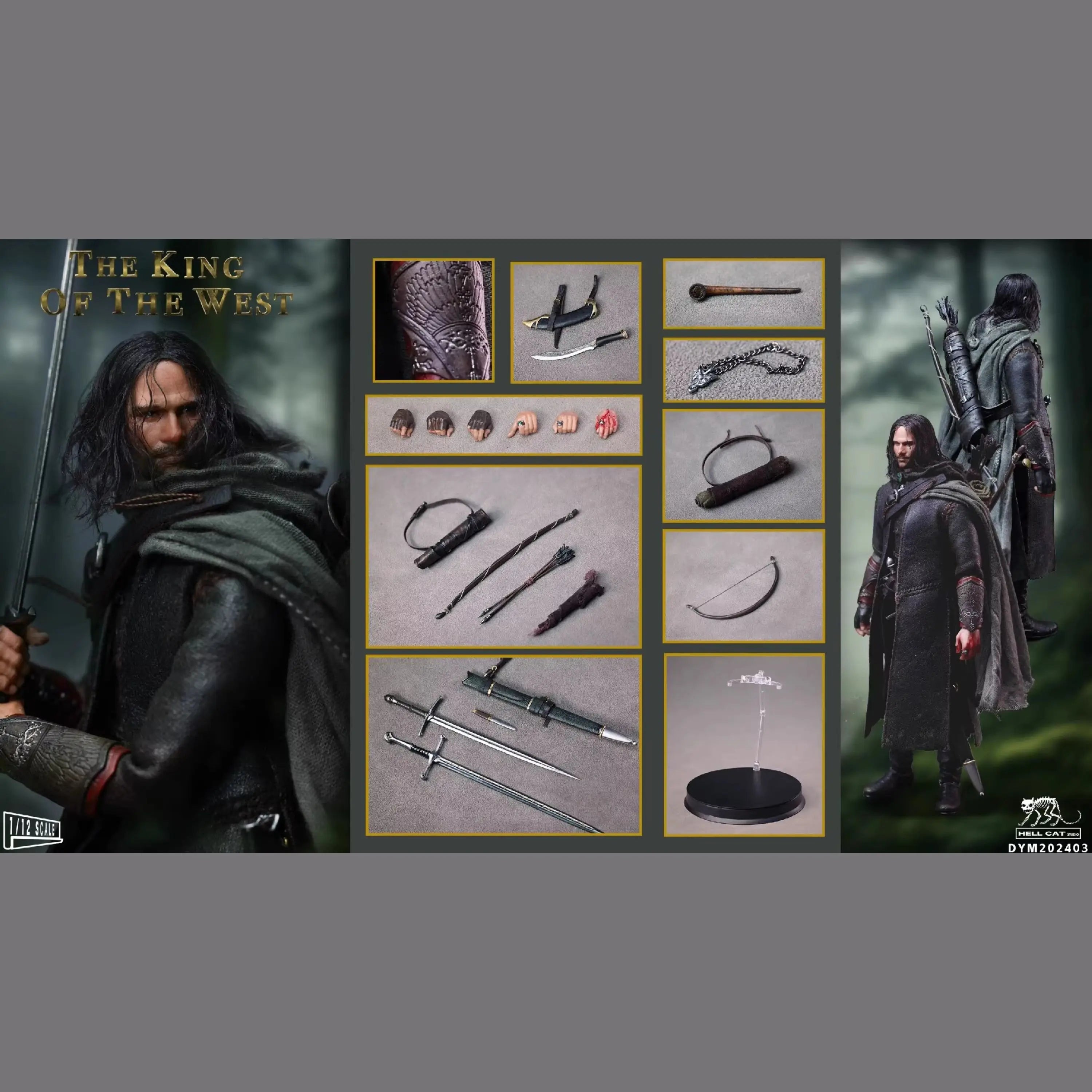 In Stock Hell Cat Studio 1/12 The King of The West Aragorn Anime Action Figures Toys Model PVC Gift Collector