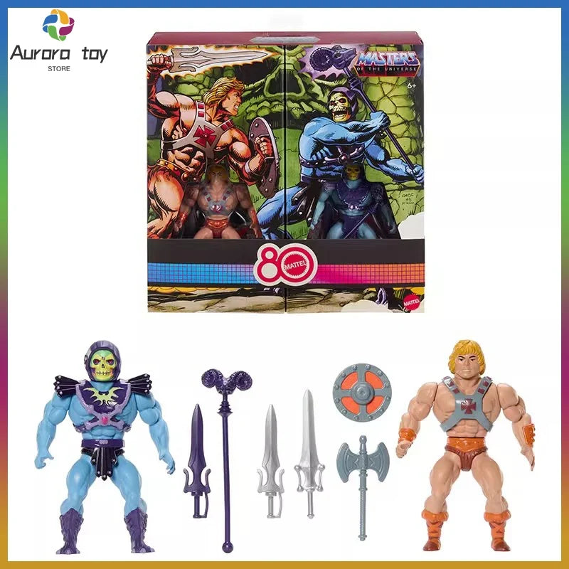 2025 New Mattel Anime Figure Masters Of The Universe 80th Mattel Anniversary Special Set Figure Collection Custom Toy Kid Gifts
