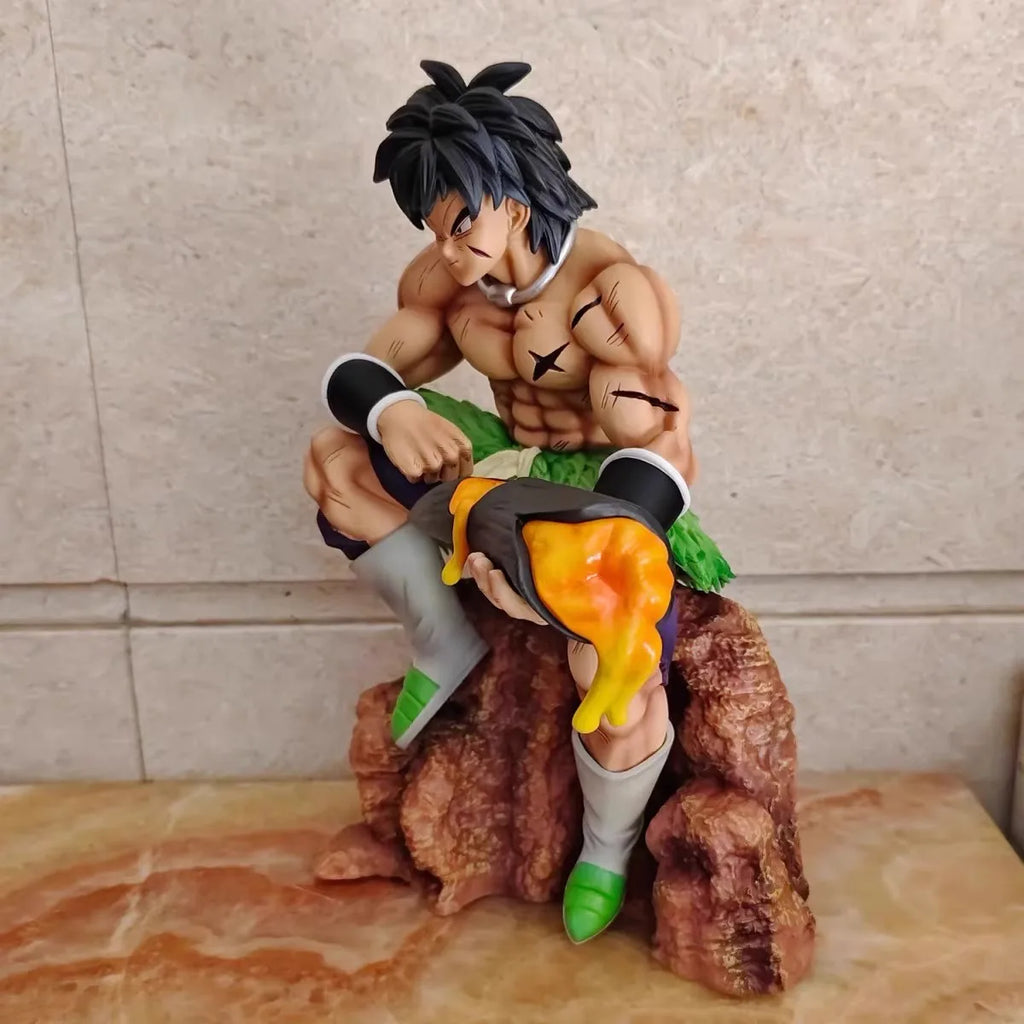 24cm New Dragon Ball Anime Figure Broli Peripheral PVC Model Scene Sitting Posture Statue Desktop Decoration Ornaments Gift Toys