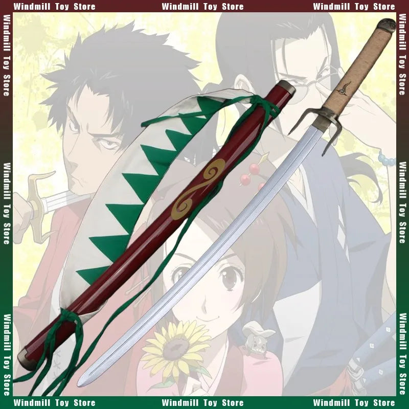 103cm Samurai Champloo Anime Peripheral Mugen Fire Fork Sword Wooden Model Unsharpened Cosplay Desktop Model Ornament Collection