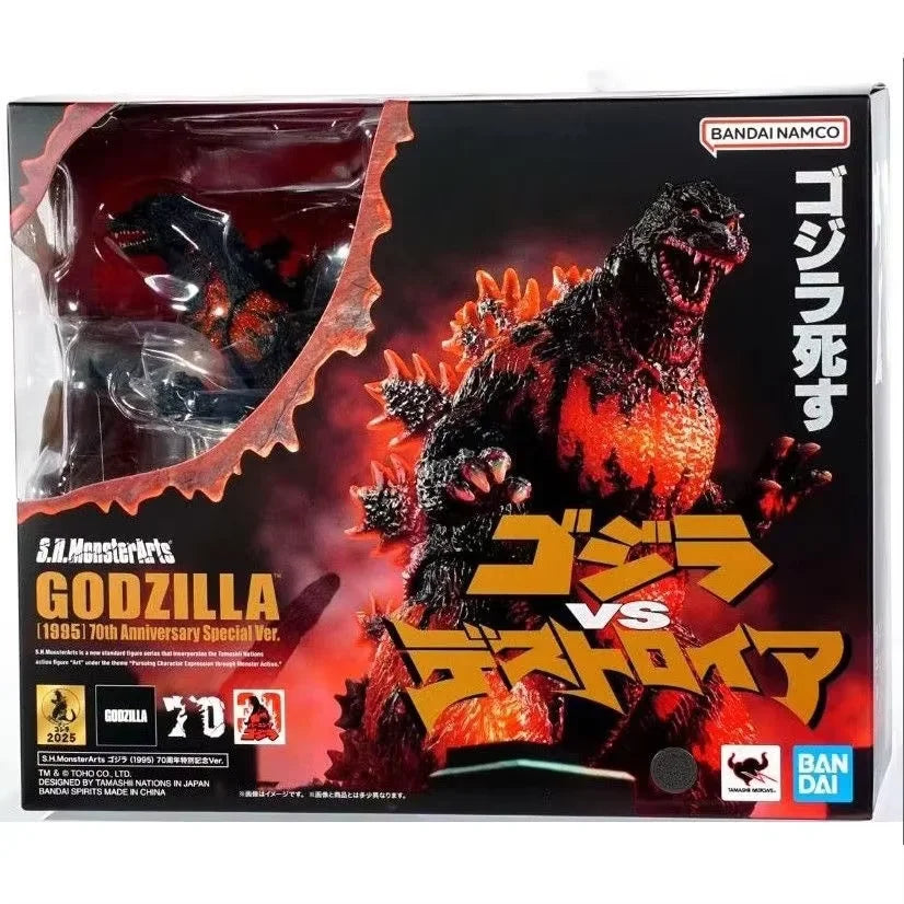 Original Bandai S.H.Monsterarts Burning Godzilla Action Figure 70th Anniversary Ver. Godzilla 1995 Anime Figure Birthday Gift