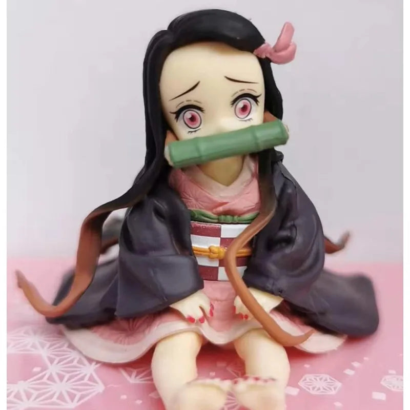 6cm Anime Peripherals Q-version Sitting Kamado Nezuko Tanjirou Figure Model Desktop Ornaments Collection Toy Gifts for Friends