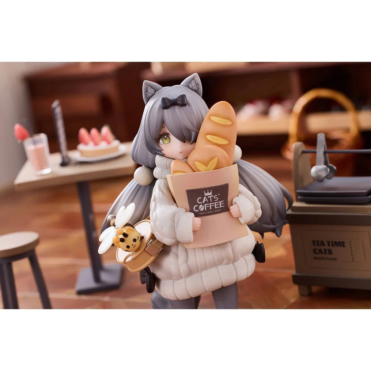 In-Stock Original Ribose DLC Series Tea Time Cats Scene: Meow Town Bakery Customer Nice Kawaii Doll Collectible Figure Model Toy