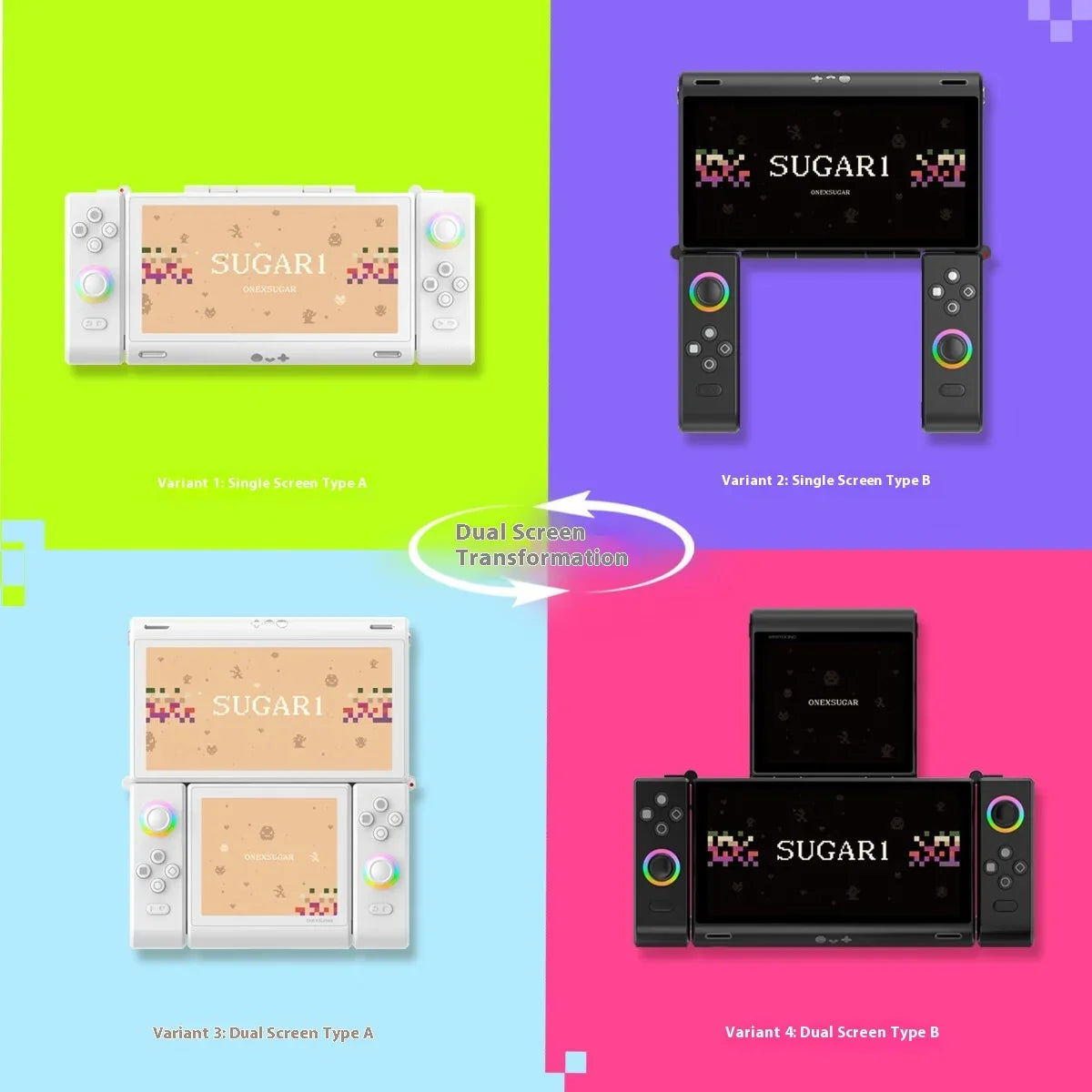 ONEXSUGAR Sugar One Game Console 6.01/3.92 Inch OLED Dual Screen Folding Handheld Console Portable Game Machine Support WIFI BT