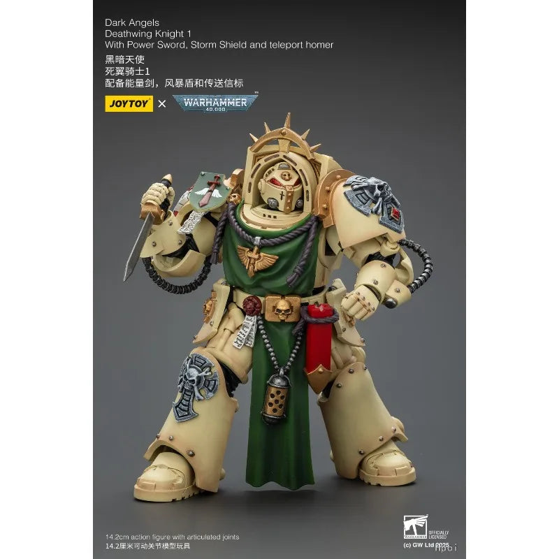 JOYTOY Genuine WARHAMMER 40,000 Series Deathwing Knight Equipped with Energy Sword and Storm Shield Movable Model As A Gift