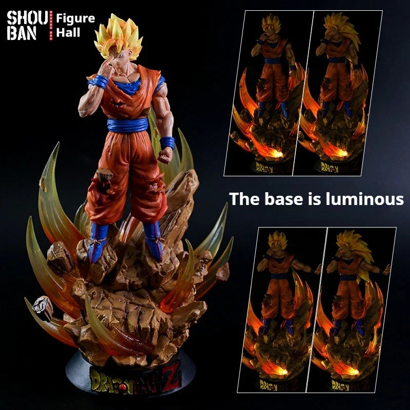 Goku Instant Transmission Super Saiyan Three Model Display Toy - Anime Figure Sculpture with Glowing Feature for Collectors