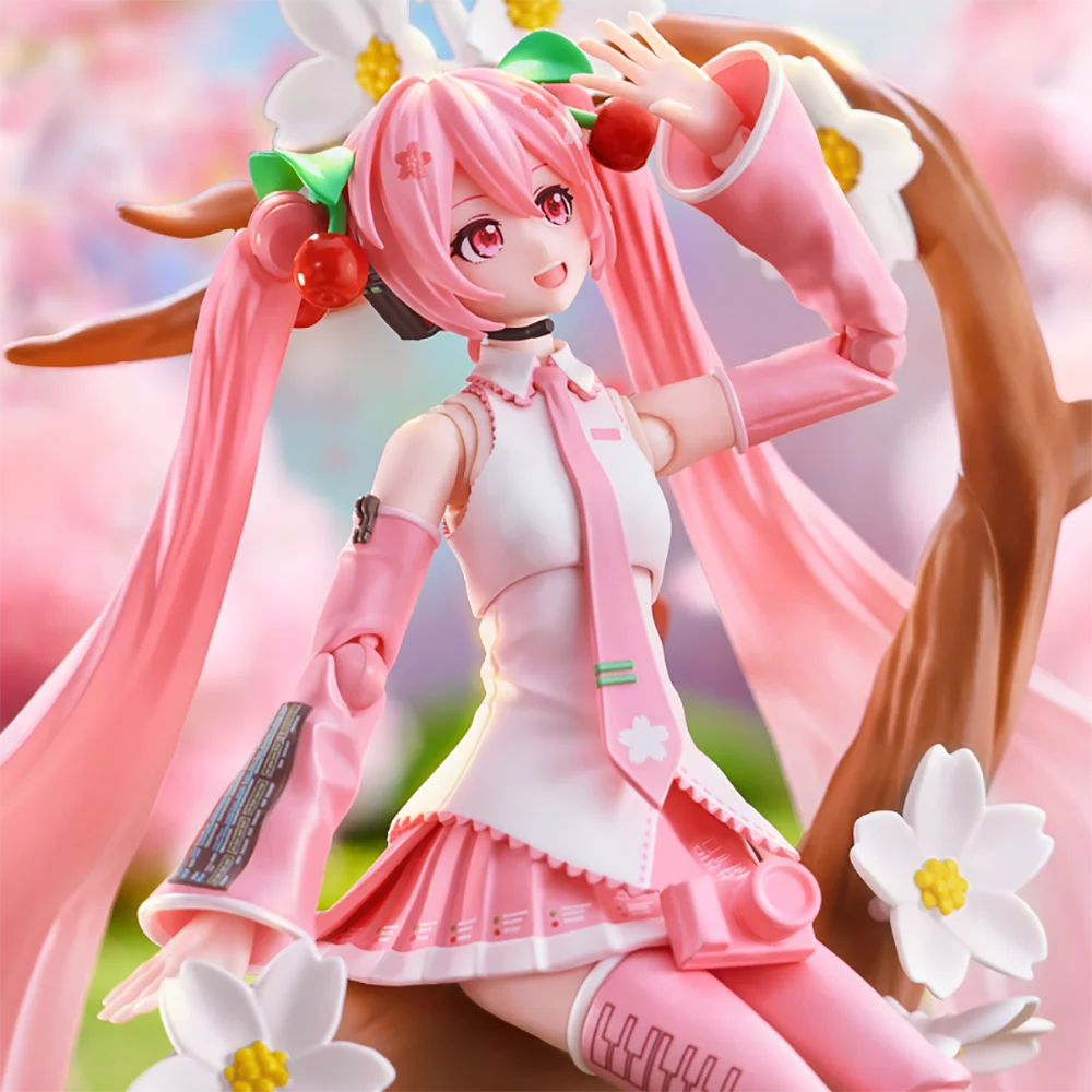 Original Blokees Hatsune Miku Cherry Blossom Future Series Action Figures Cartoon Fashion Trend Model Toys Desktop Display Gifts