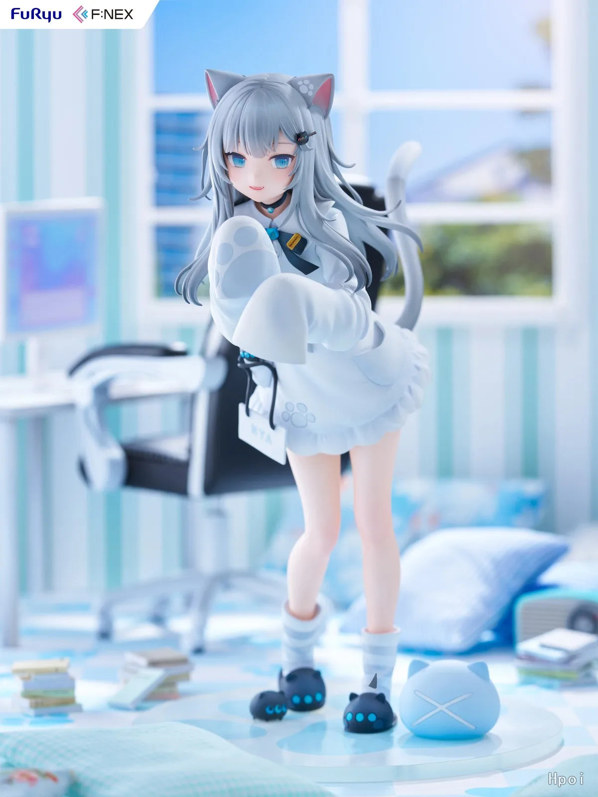 22CM Anime Nachoneko Channel Hennyano Nachoneko Figure Standing Model Toy Doll Cute Action Figure PVC 1/7