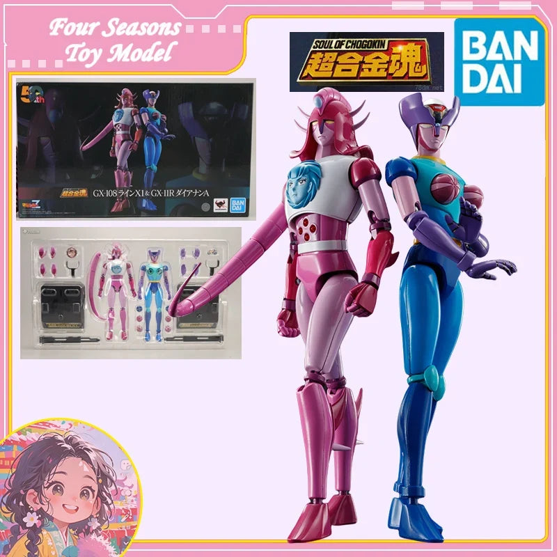Fast Shipping Bandai Anime SOUL OF CHOGOKIN GX-108 RHEIN X1 GX-11R DIANAN A 50TH Original Model Toys Action Figure Children Gift