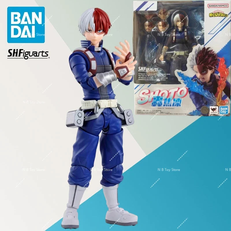 In Stock Bandai Original SHF My Hero Academia Shoto Todoroki Anime Action Figure Model Fighter Model Toy Gift for Kid