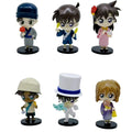 6pcs/set Detective Conan Q Version Action Figures Set Anime Model Dolls of Conan Edogawa And Haibara Ai Kids Toys Cake Toppers