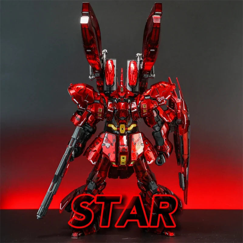 RG 1/144 Electroplated Translucent Fukuoka Sazabi Assembly Model Kit Action Figure With Crab Claw Water Slide Decals Boy Toy