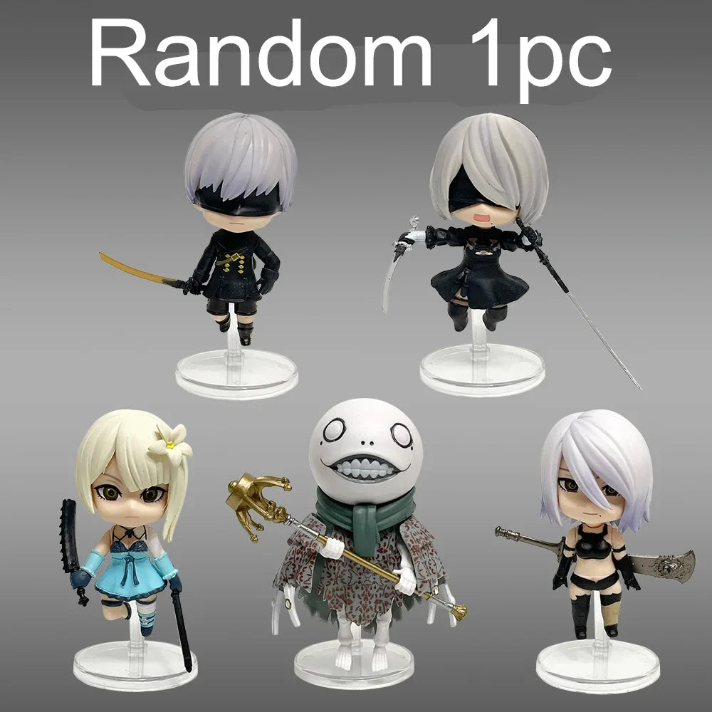 Anime Figures 5PCS NieR Automata 2B Action Mechanical Lifeform Anime Figurine Statue Pvc Model Doll Collection Toy Gift Kids