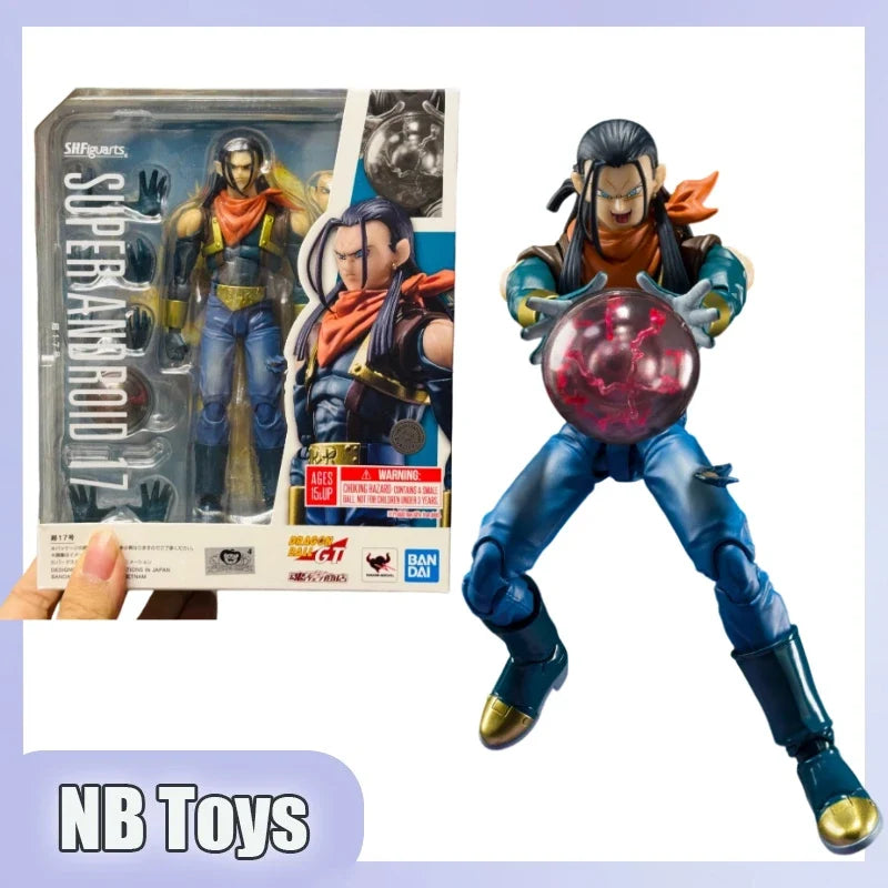 Genuine Bandai S.H.Figuarts Dragon Ball Pvc Gt Super Android 17 Customization Toy Model Collection Anime Action Figure Gift
