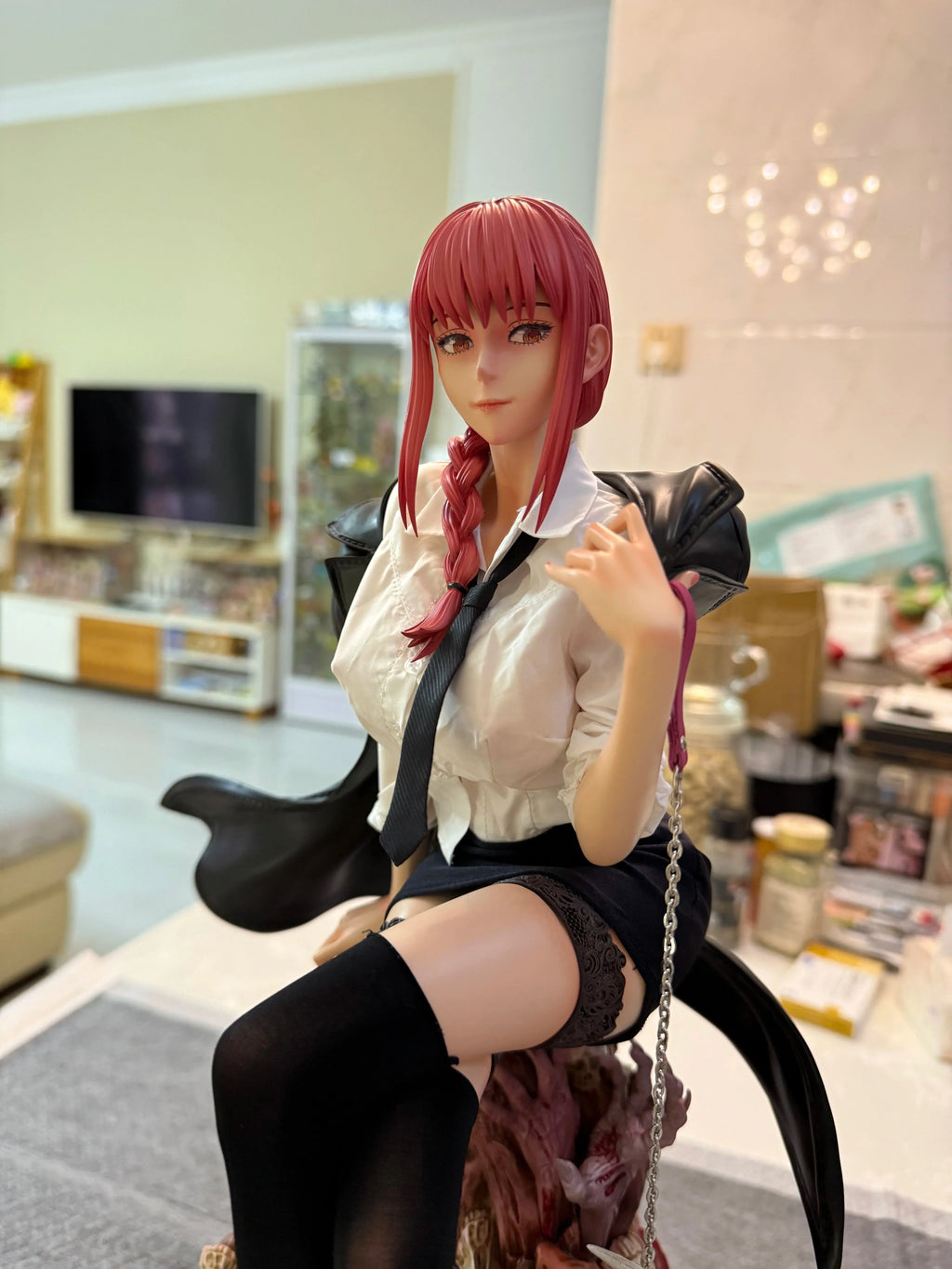 46cm Anime Chainsaw Man Figure Makima Action Figures Extra Large Sexy Makima Statue Desktop Ornamen Collection Model Toys Gifts
