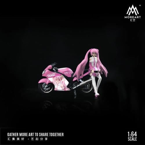 1:64 Hatsune Miku Motorrad Mini Modell Süße Figur Cartoon Spielzeug Szene Figur Sammlerstück Geschenk