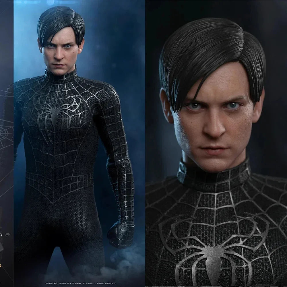 In Stock Hot Toys MMS727 1/6 Scale Men Soldier Spider-Man 3 Tobey Maguire Black Suit Full Set 12Inch Action Figure Body Model