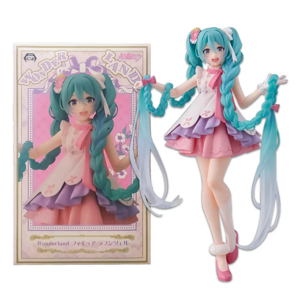 19CM Anime Fairy Tale Wonderland Hatsune Miku Rapunzel Cute Twin Tails Dress Up Model Toy Gift Collection Action Figure