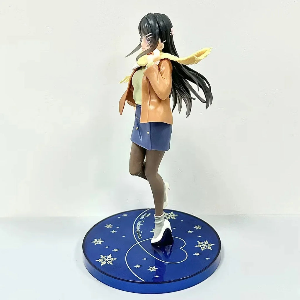 22cm Mai Sakurajima Does Not See The Bunny Girl's Ancestors Figure Winter Clothes Sakurajima Mai PVC Action Figure Model Toys