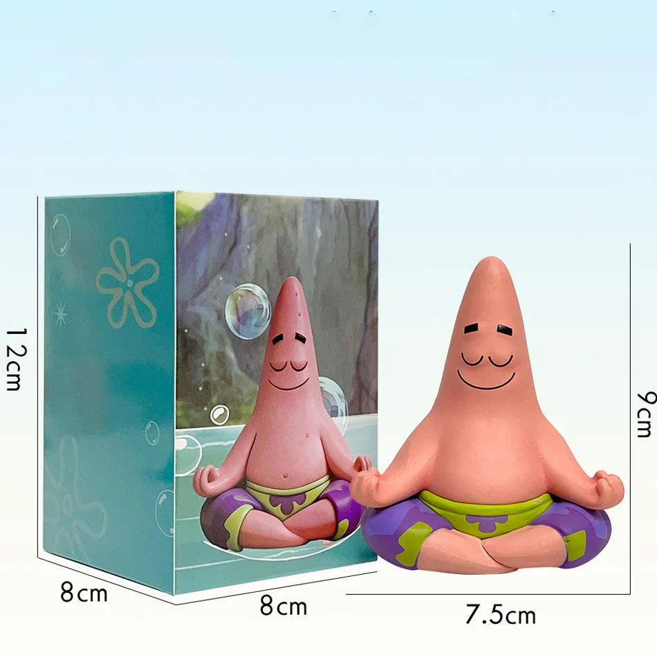 9CM SpongeBob Schwammkopf Patrick Star PVC-Figuren Puppe Lustige Ornamente SpongeBob Schwammkopf Kinderauto Spielzeug Deko Spielzeug