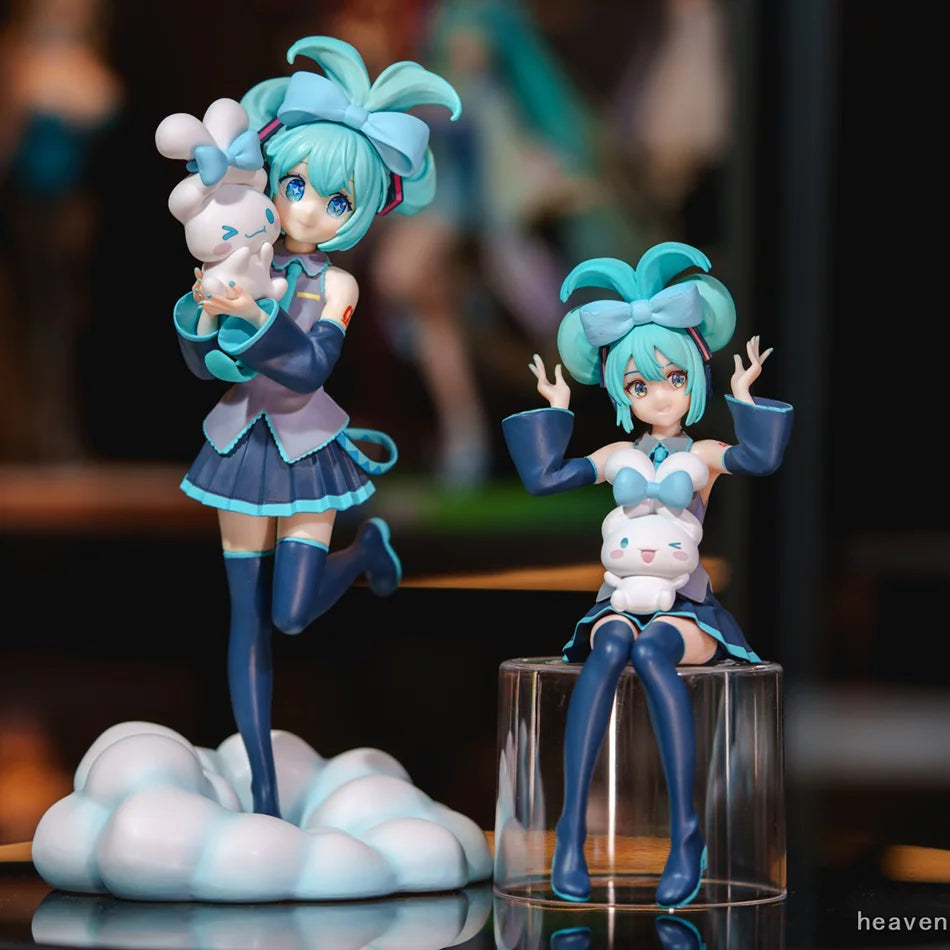 20CM Anime Hatsune Miku X Cinnamoroll Figure Anime Peripheral Collectible Models Decorative Decorations Children Kawaii Gift
