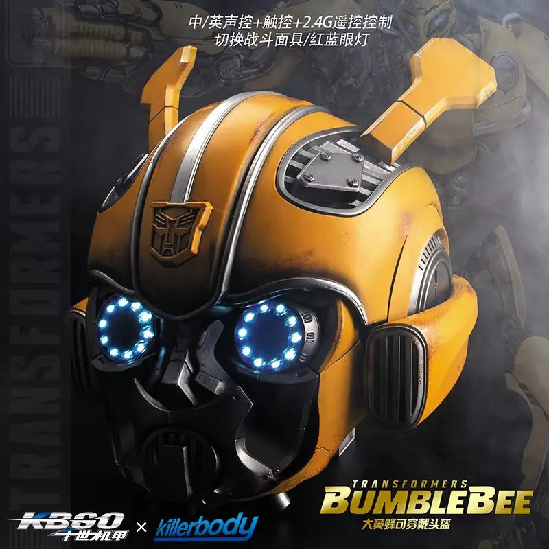 1:1 Helmet In Stock Bumblebee Transformers Genuine Anime Fiugre Wearable Face Changing With Speakers Model Dolls Decor Toy Gift