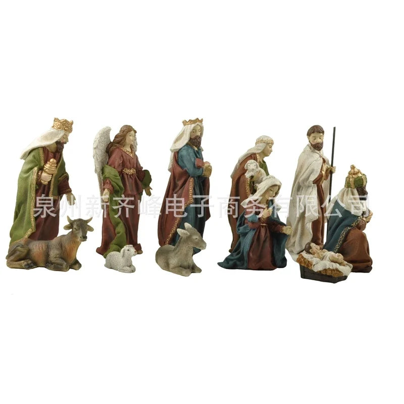 Realistic 11 Piece 18.5cm Figurine Set For Christmas Religious Nativity Scene Home Church Table Decor For Family Holiday Gift