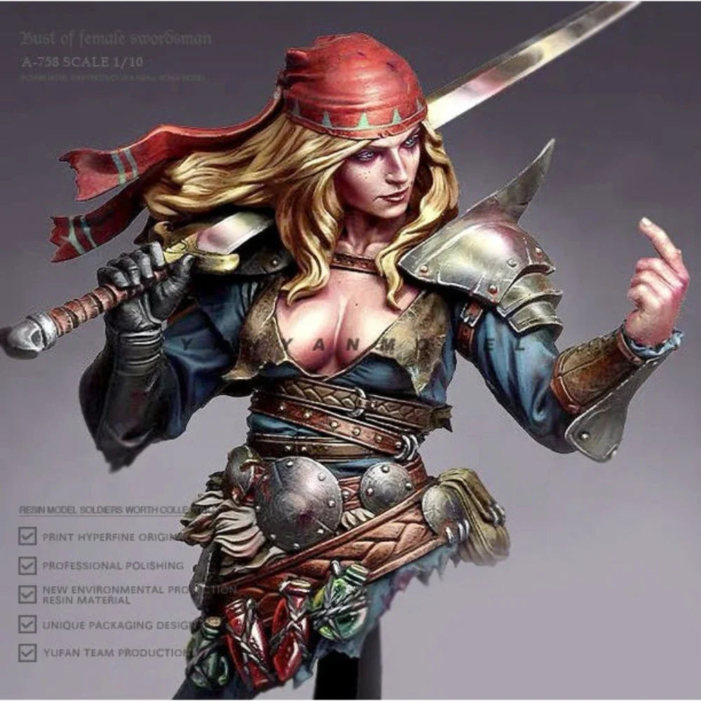 1/10 Woman Pirates Bust Resin Model Kit Unpainted Unassembled Girl Garage Kits DIY Self-assembly Coloring Figurines