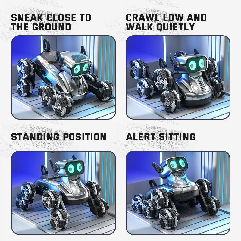 New Gesture Control RC Robot Dog - 8-Wheel Stunt, Music Dancing Transform Toy for Kids Boys Girls