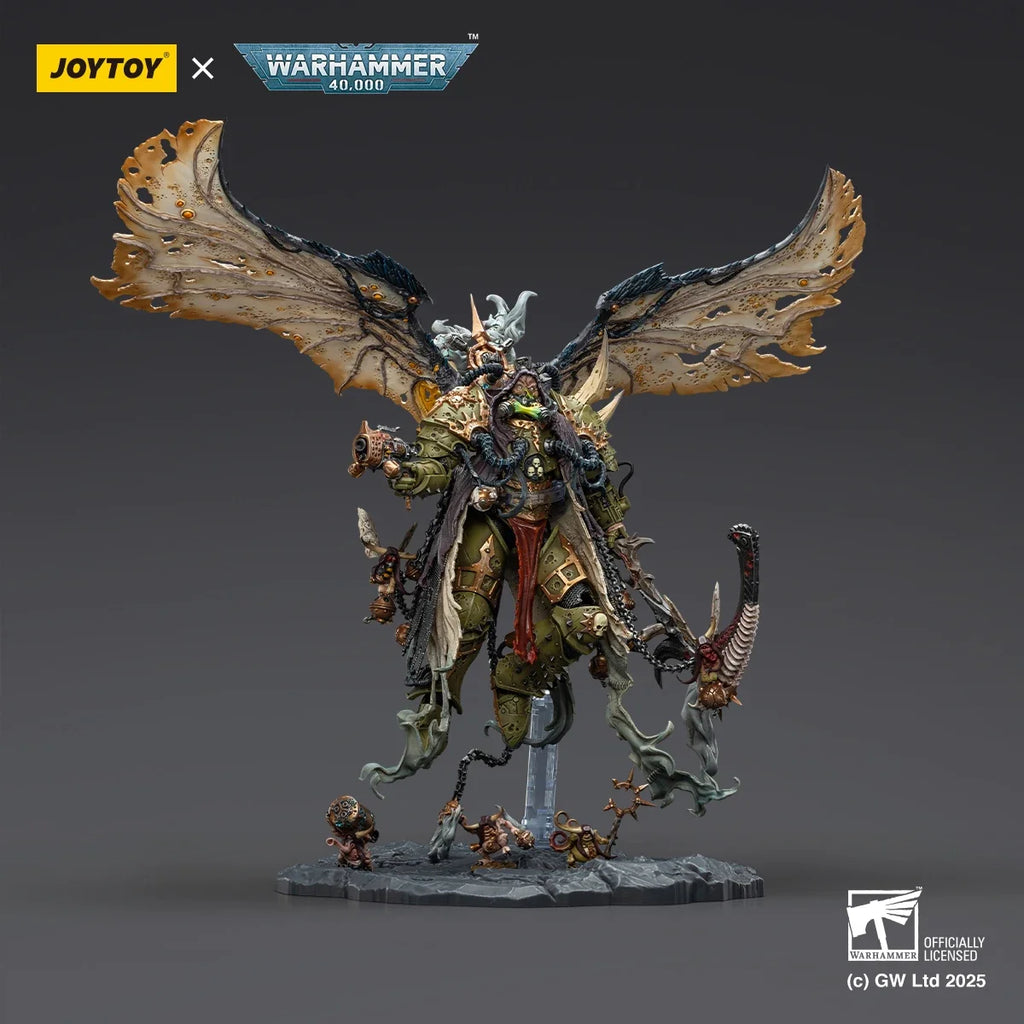 JOYTOY Warhammer 40K Action Figure Mortarion Daemon Primarch of Nurgle with Ancient weapons The Lantern and Silence Model Toys
