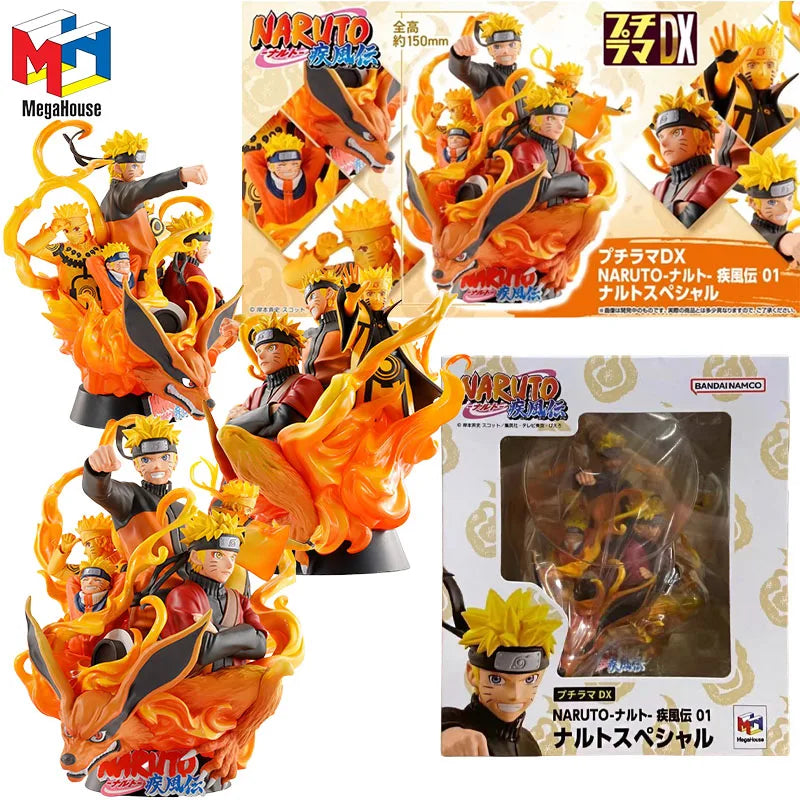 Mega House Genuine Petitrama NARUTO Anime Figure Uzumaki Naruto Action Toys for Boys Girls Kids Christmas Gift Collectible Model