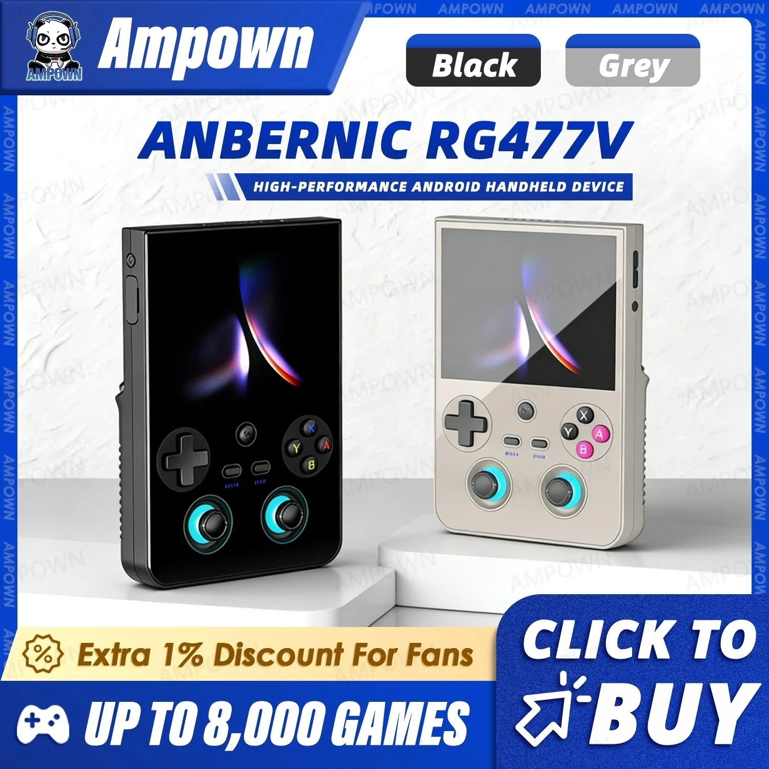 RG477V Handheld Game Console 4.7'' LTPS 120Hz Touchscreen Dimensity 8300 Android 14 27W Fast Charging AI Video Game Player Gifts