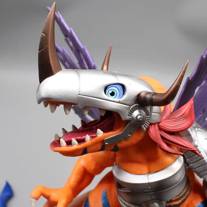 27cm Digimon Adventure Gold Metal Greymon Anime Figure Model Statue Boys Collection Model Desktop Decoration Ornament Toys Gifts