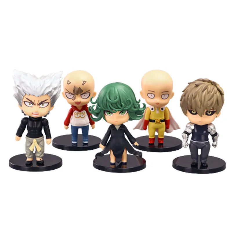 5Pcs/Set 8.5CM Figure Q Version Anime ONE PUNCH-MAN Saitama Tatsumaki Standding Model Dolls Toy Gift Collect PVC Material