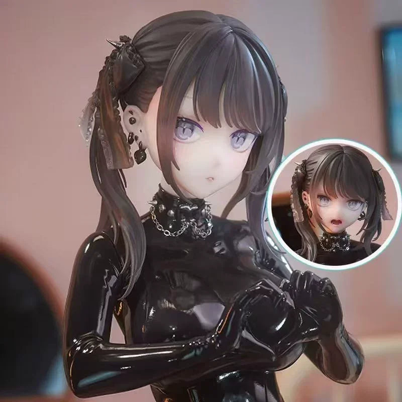 26cm Kurokawa Miu Anime Girl Gk Action Figure Black Latex Outfit Collectible Model Desk Decoration Gift For Anime Fans