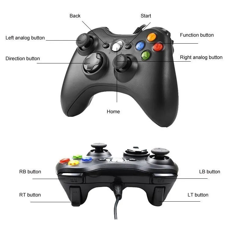 USB Wired Game Controller For Xbox 360 Dual-Vibration TurboConsole Joypad Win 7/8/10 PC Joystick Controle Mando Gamepad