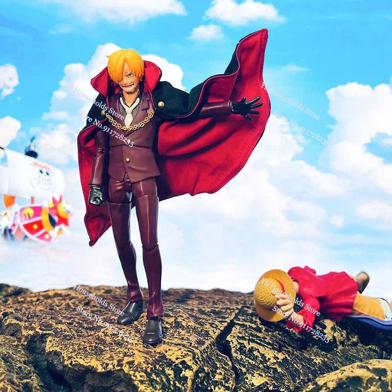 No Figure Shf 1/12 Anime One Piece Sanji Man Figure Black Red Mini Cloak Toys Accessory For 6" Action Figure Body Decoration