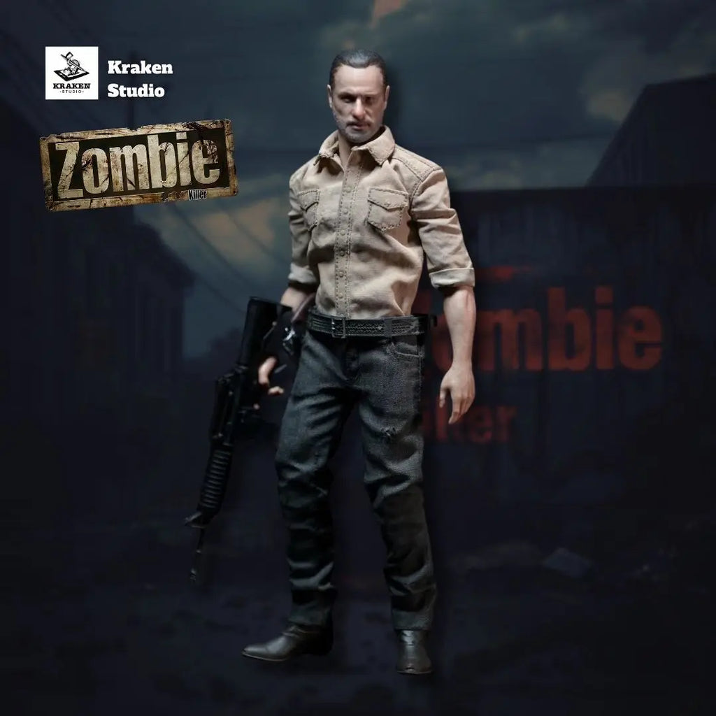 Kraken Studio 1/12 Sammlerfigur Gruseliger Zombie Police Killer Rick Komplettset 6-Zoll-Männlicher Soldat Actionfigur Modell