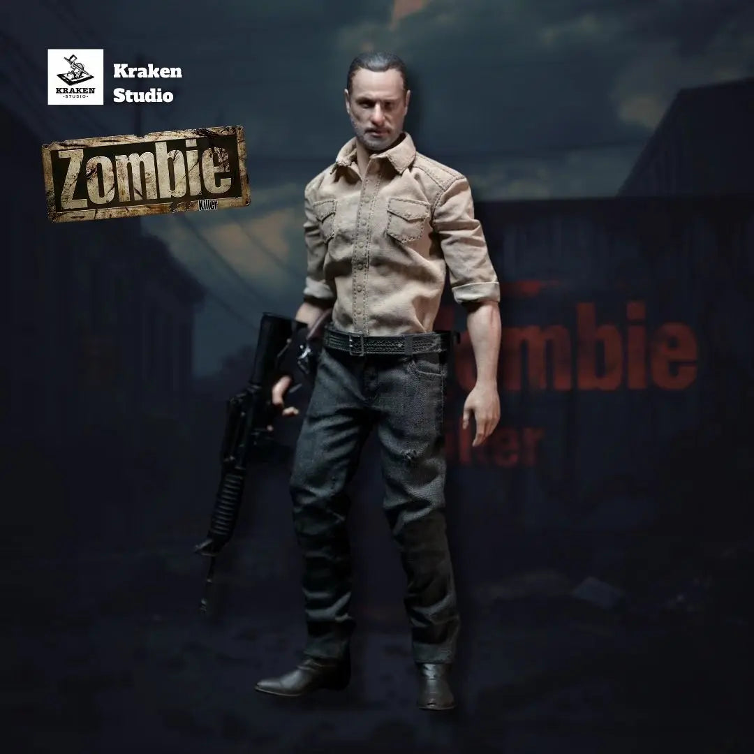 Kraken Studio 1/12 Sammlerfigur Gruseliger Zombie Police Killer Rick Komplettset 6-Zoll-Männlicher Soldat Actionfigur Modell