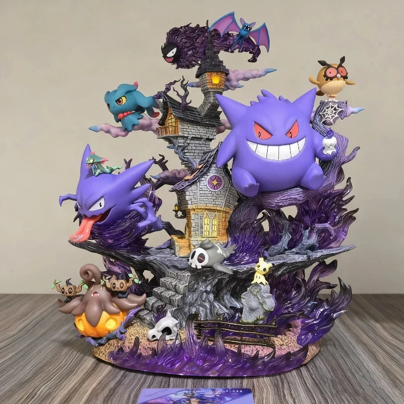 PokéMon 31cm EGG Ghost Type Family Set Figure Gengar Evolution GK Model PVC Anime Statue Toy With Base Desktop Ornament Boy Gift