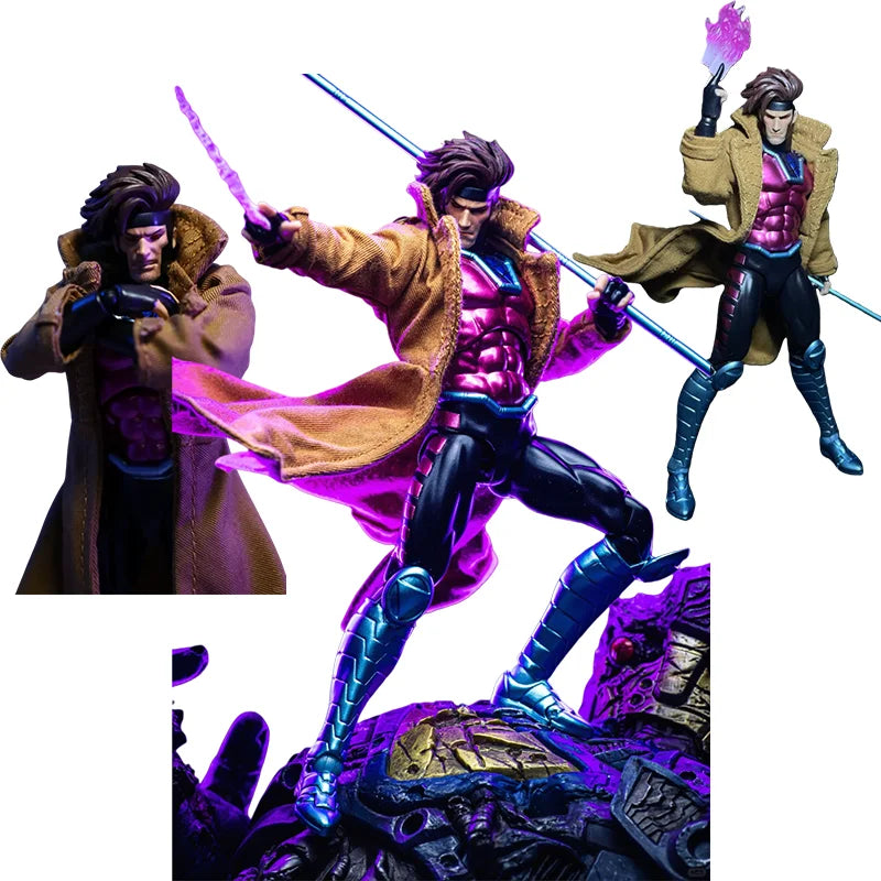 Ct Toys Marvel X-Men Gambit Action Figure By Ct Toys Mafex 131 Poseable Collectible Model With Removable Cape Staff For Display