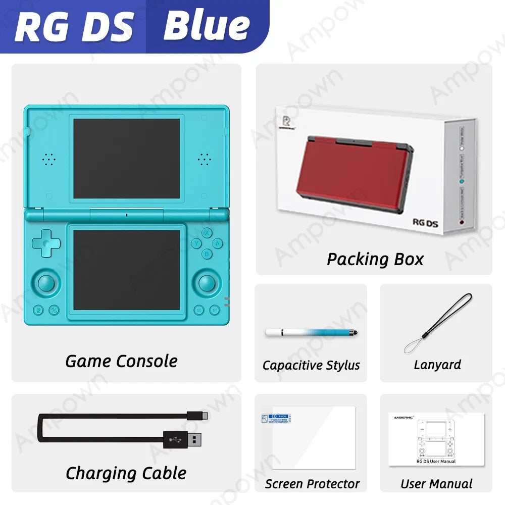 RG DS Handheld Game Console 4‘’ Dual IPS Touchscreen RK3568 Processor Android14 Hall Effect Magnetic Switch Fliptop Video Player