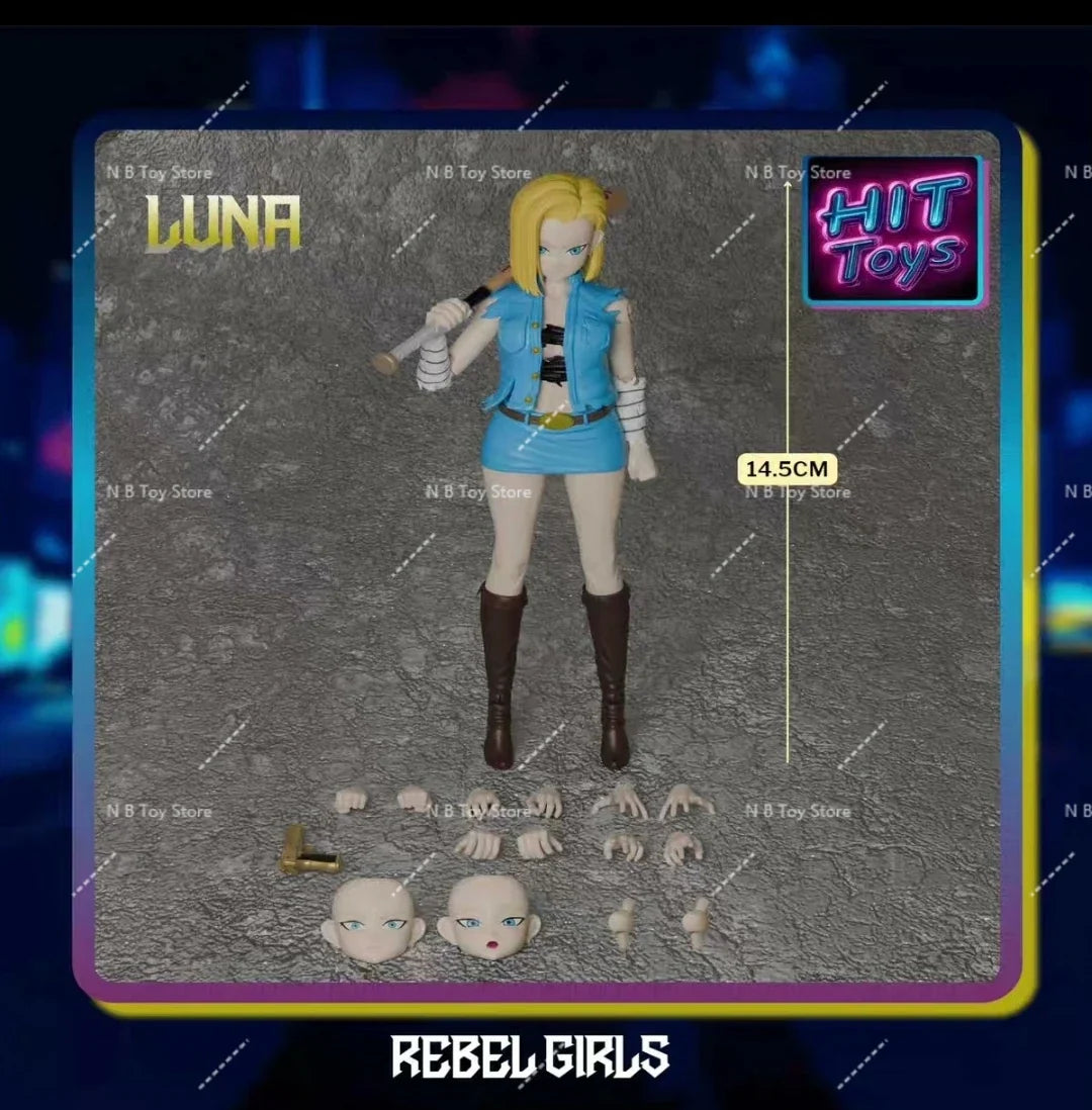 Hit Toys Rebel Girls 1/12 SHF Hell Phantom Nika Bulma Vengeance Angel Luna Android 18 Anime Action Figures Collector Models