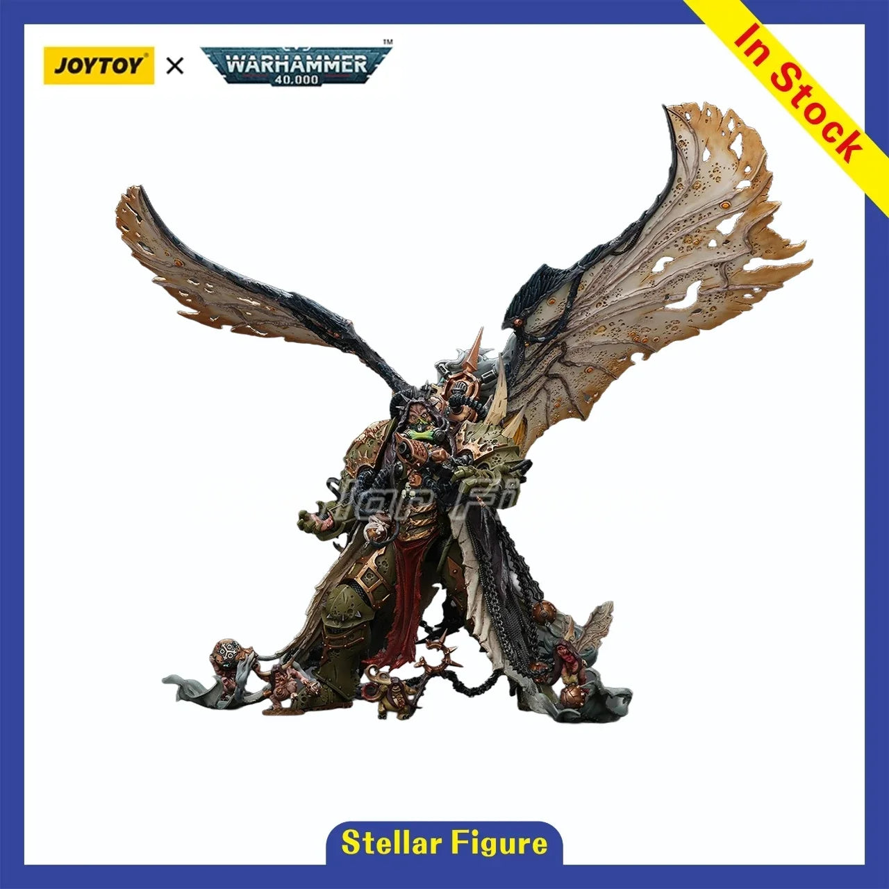 【SF】JOYTOY Warhammer 40K 1/18 Action Figure Mortarion Daemon Primarch of Nurgle with Ancient Weapons‘The Lantern' and ‘Silence'