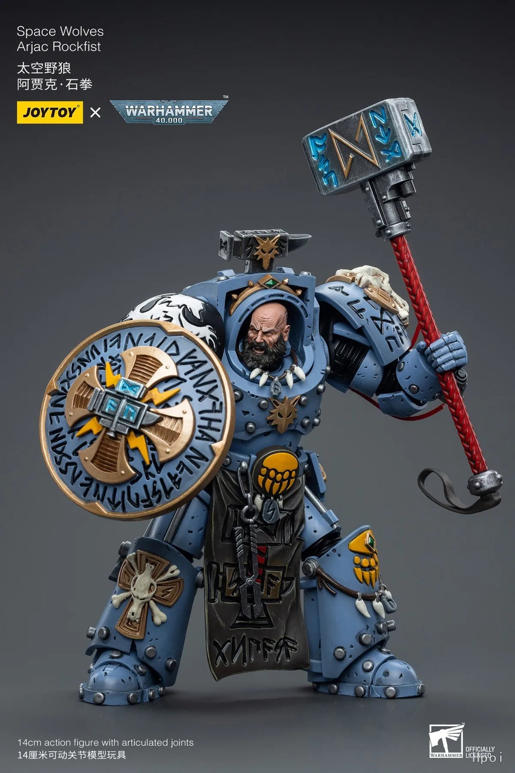【Original】JOYTOY 1/18 Action Figure Warhammer 40K Space Wolves Arjac Rockfist Toy Model